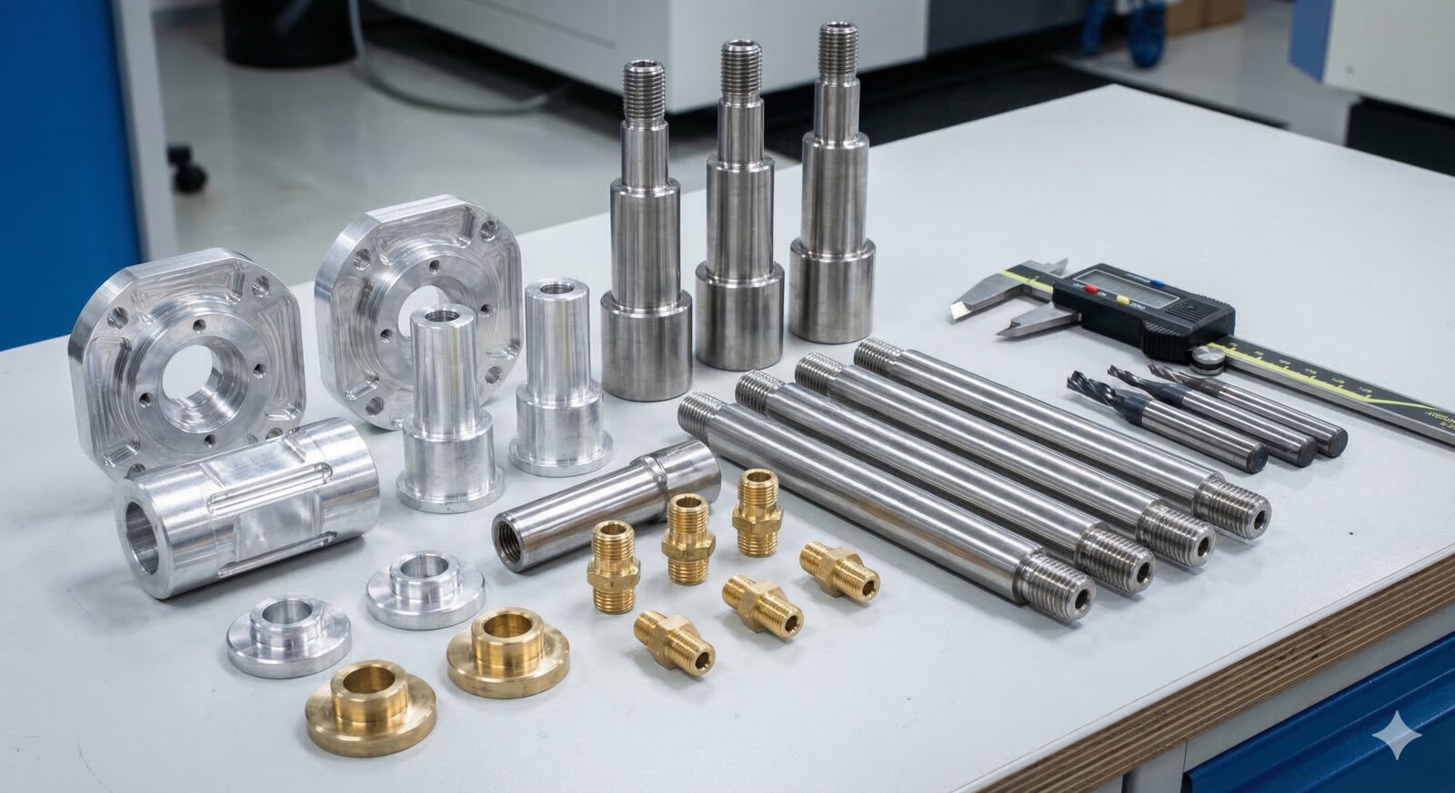 CNC machined aluminium, brass and steel components